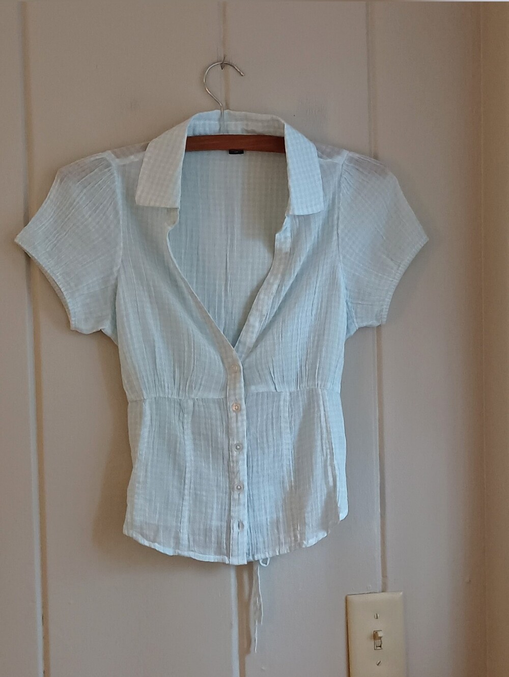 Gingham Button Up Blouse